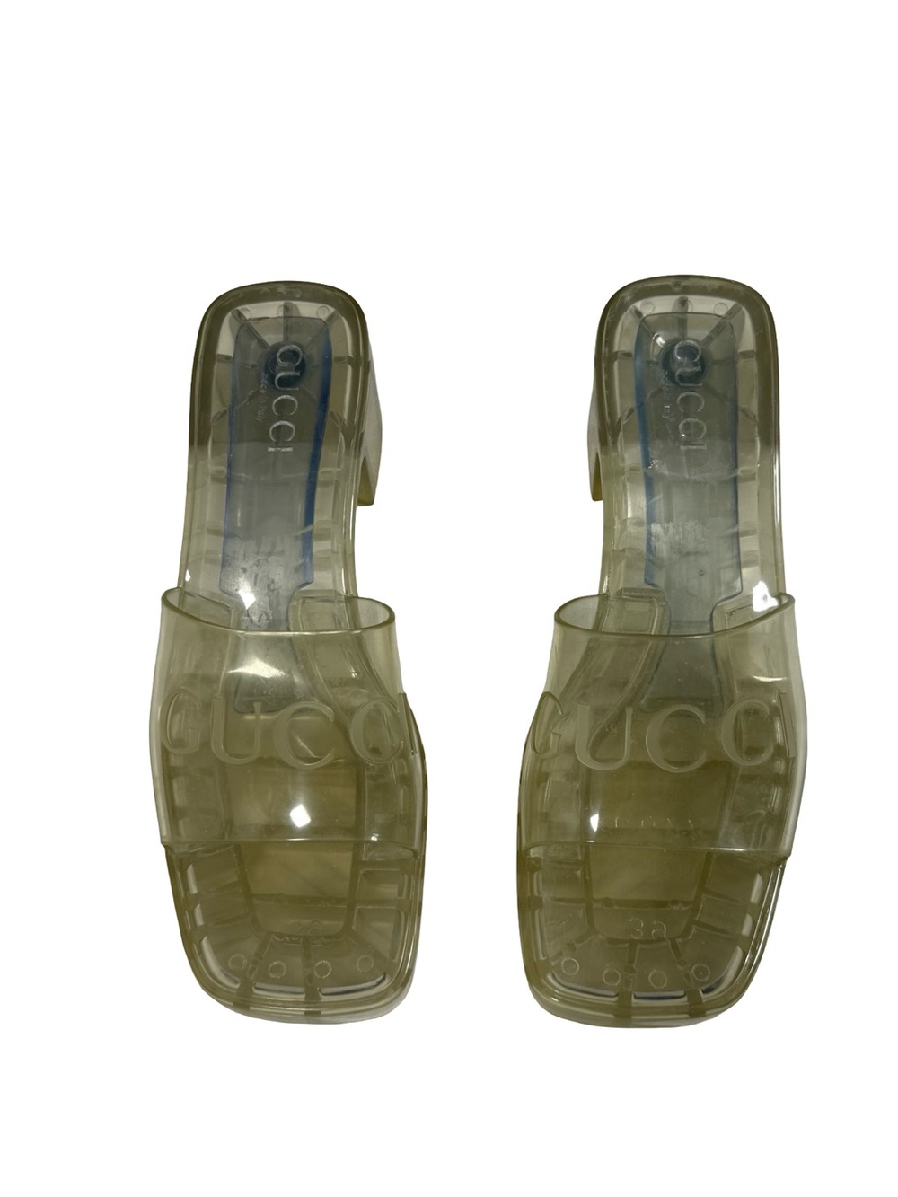 Gucci Rubber Jelly Slides Sz Us 6 EU36 Transparent Chunky Heel Designer Sandals - Picture 8 of 12